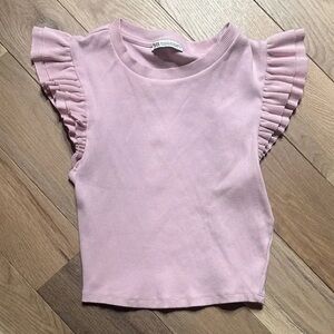 Pink Ruffled Sleeve Kids Top